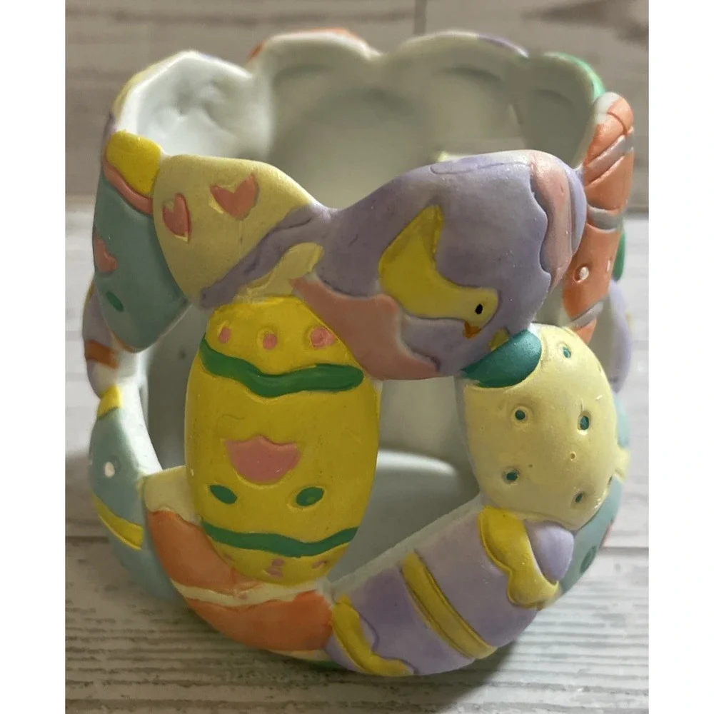 Vintage Set of 6 Pastel Easter Egg Tea Light Or Votive Candle Holders New‎ Open
